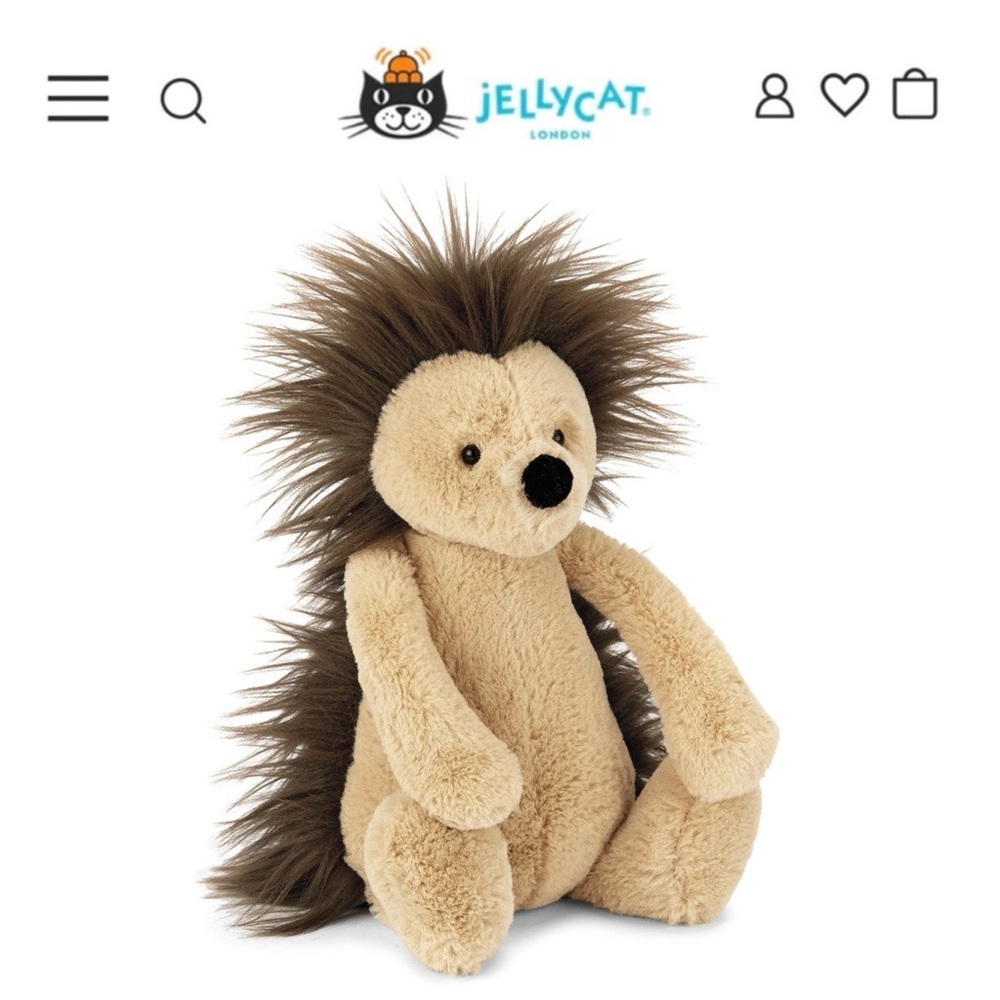 Jellycat 12” Bashful Spike Hedgehog Furry Brown Plush